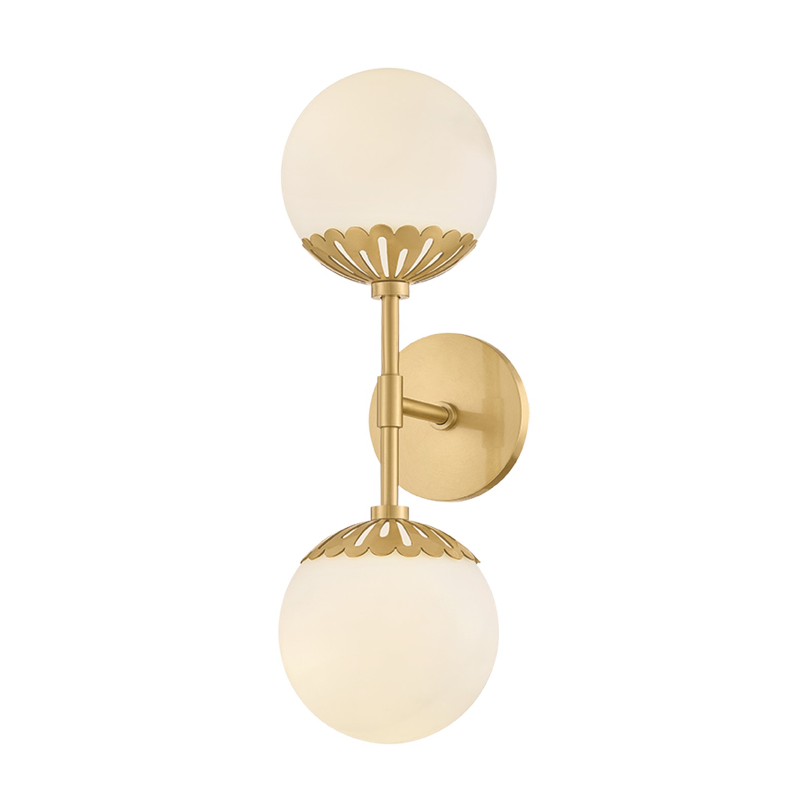 Mitzi Paige 6.75in 2-Light Wall Sconce | Art Deco Aged Brass Steel and Opal Mat…