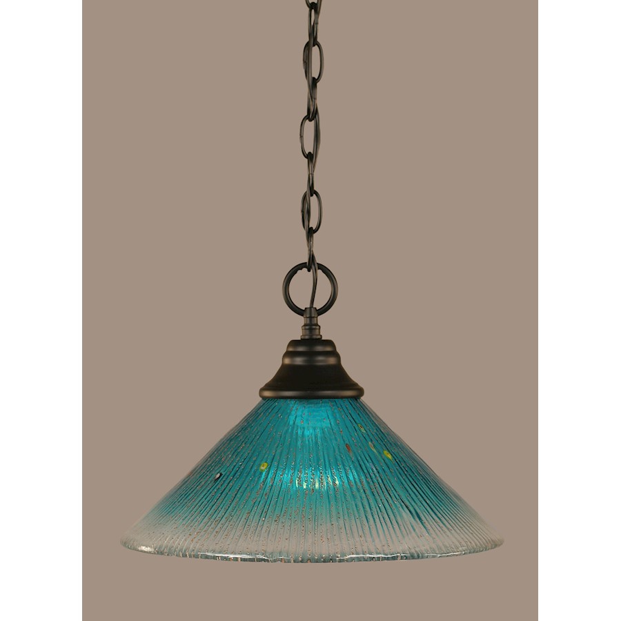 Toltec Lighting 'Chain Hung Pendant, 12' Teal Crystal Glass' - 10-MB-448 - Picture 1 of 1